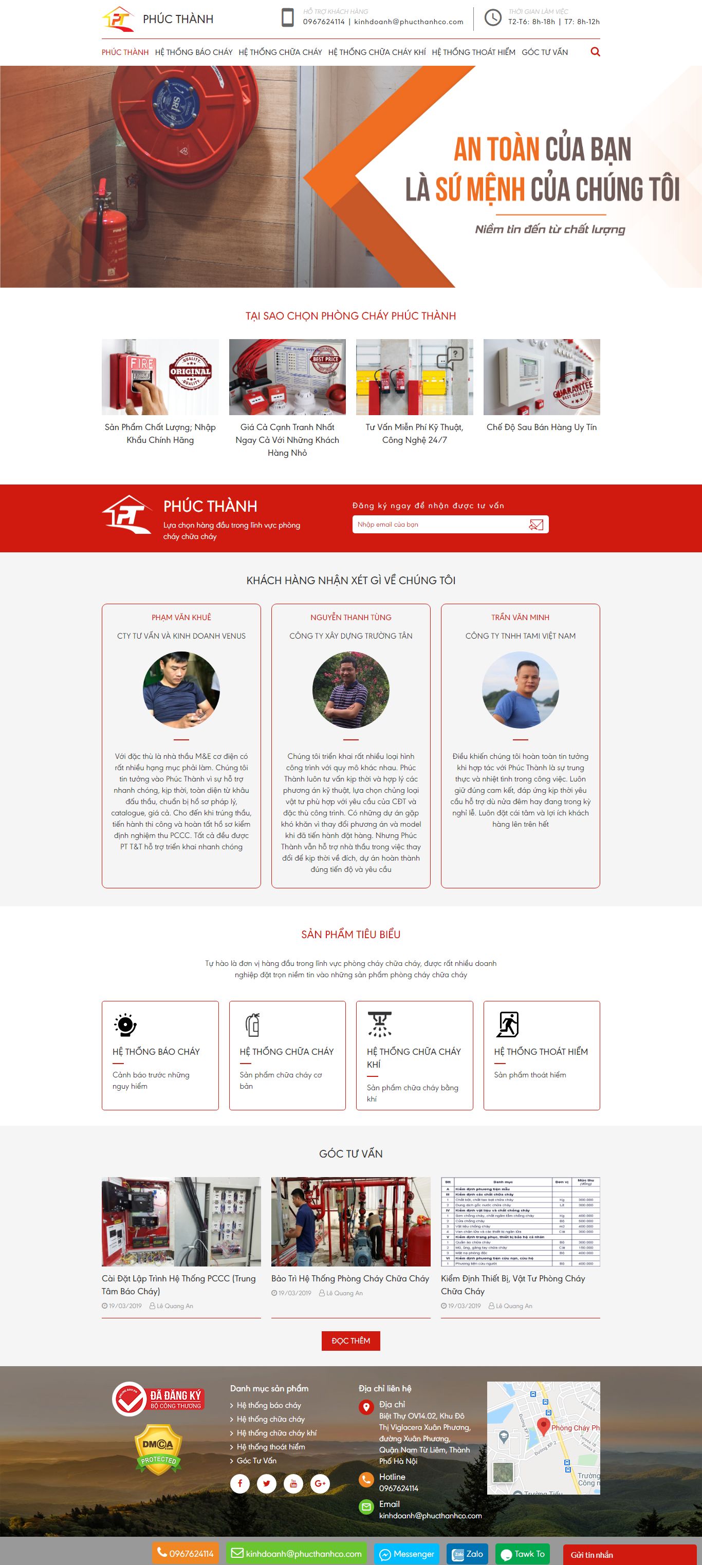 Thiết kế Website web hệ thống báo cháy - phongchayphucthanhcom