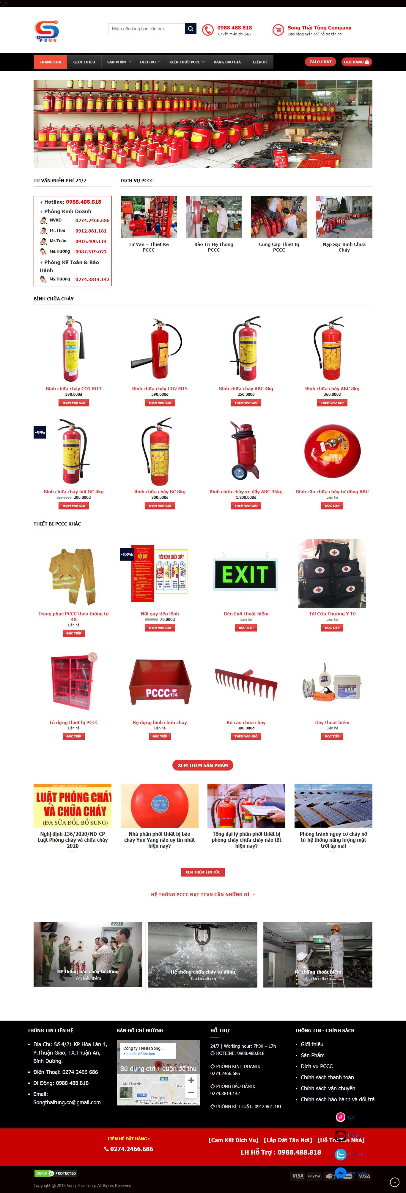 Thiết kế Website web hệ thống báo cháy - wwwthietbiphongchayorg