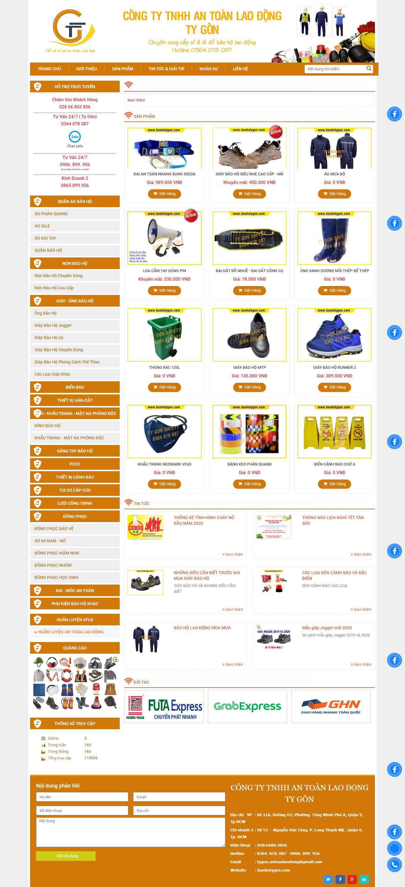 Thiết kế Website web bán găng tay bảo hộ - baohotygoncom