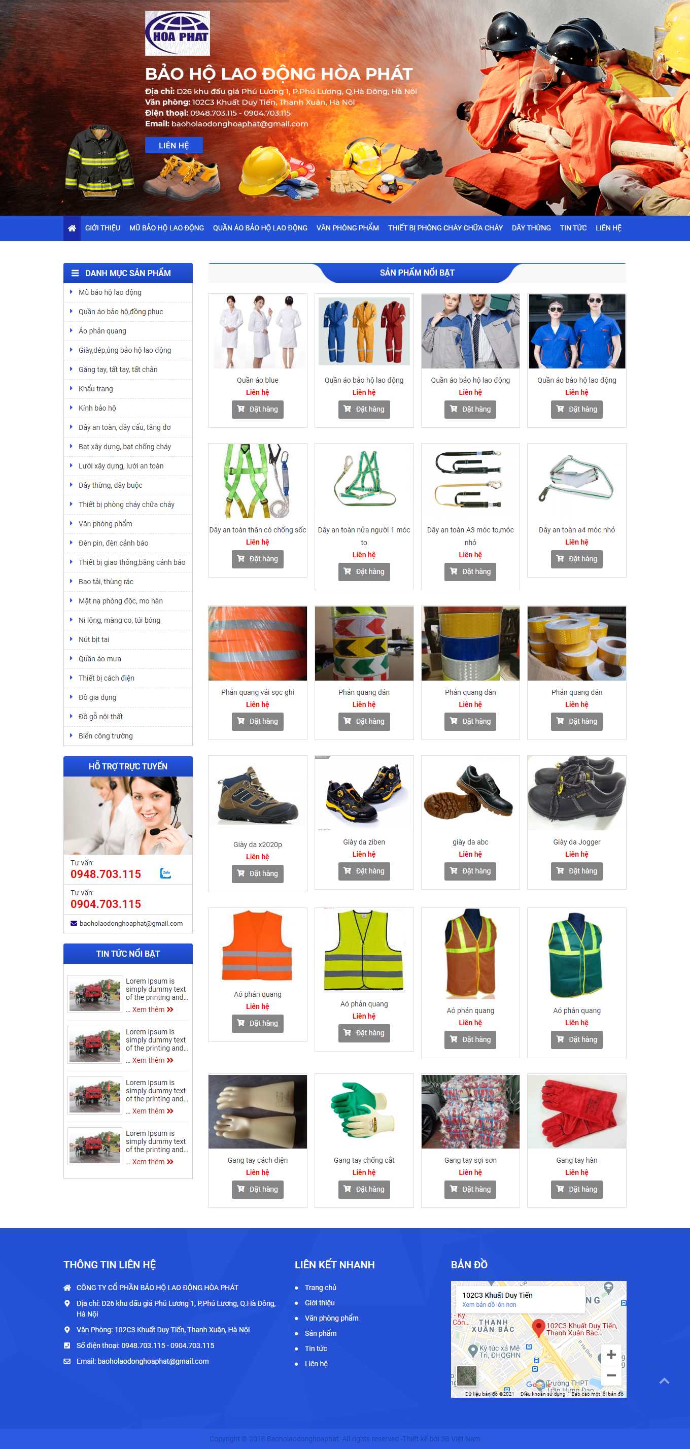 Thiết kế Website web bán găng tay bảo hộ - baoholaodonghoaphatcom