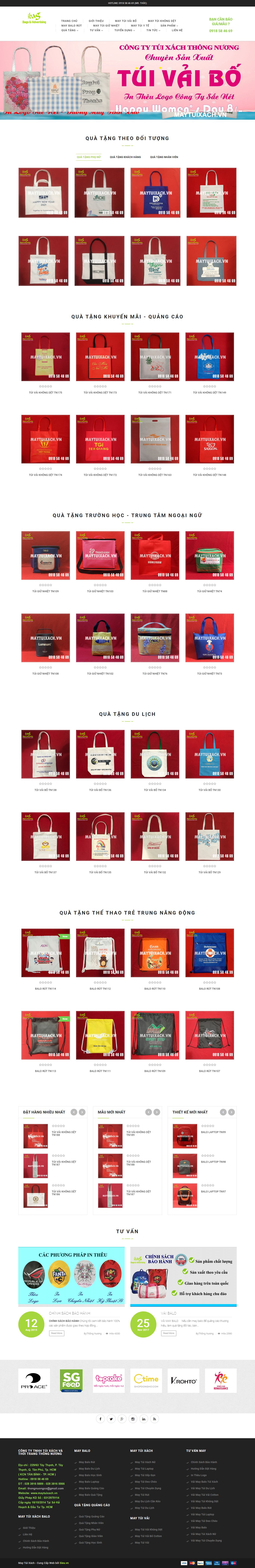 Thiết kế Website web bán túi vải không dệt - maytuixachvn