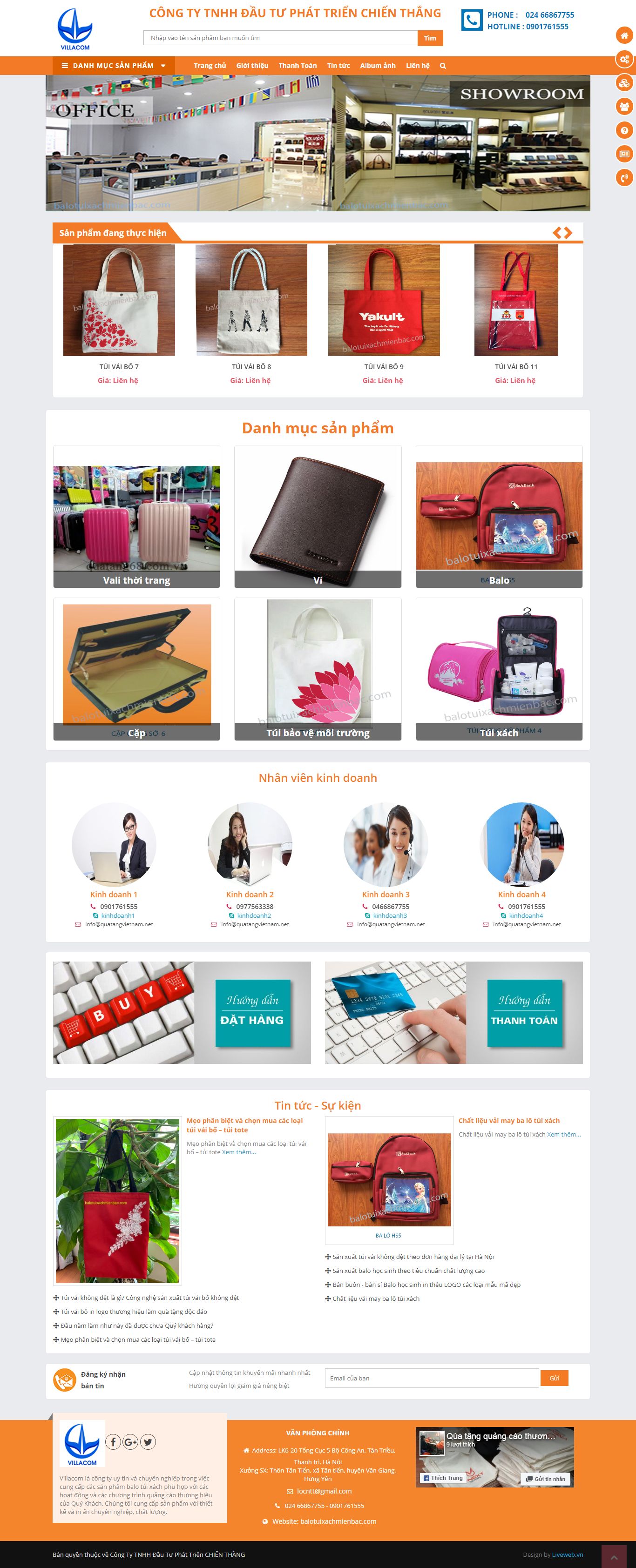 Thiết kế Website web bán túi vải không dệt - balotuixachmienbaccom