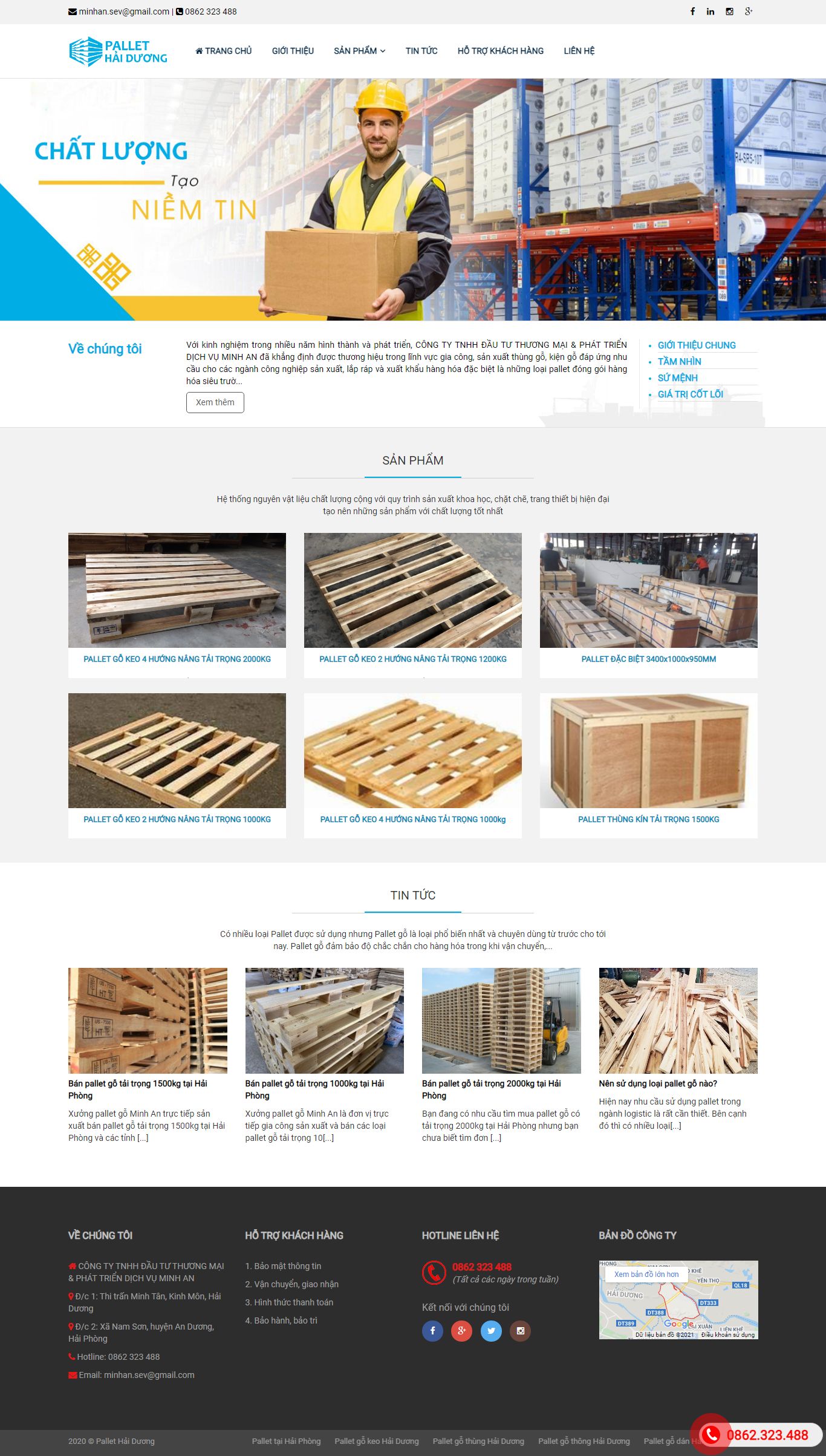 Thiết kế Website web bán hộp gỗ , thùng gỗ - pallethaiduongcom
