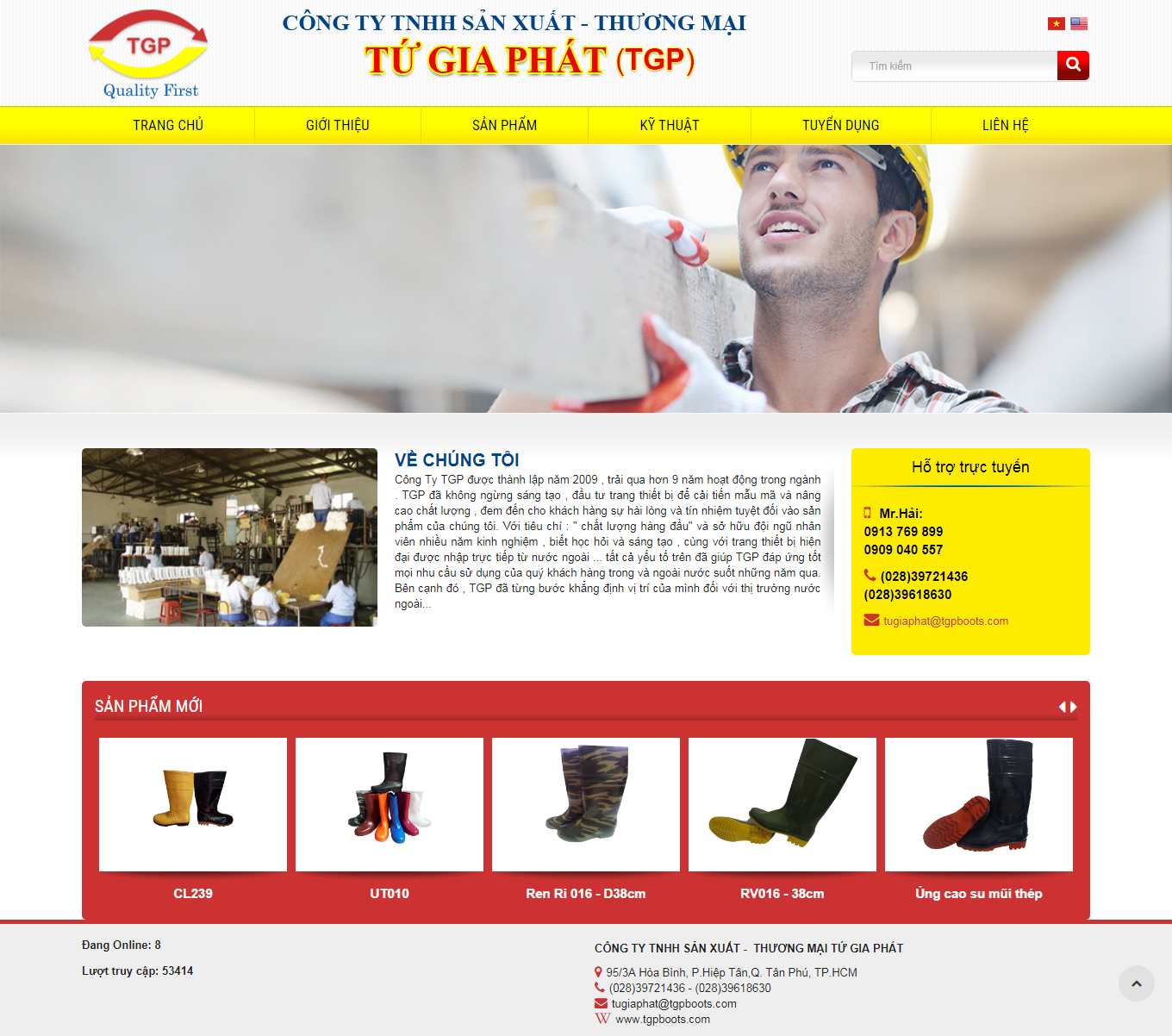 Thiết kế Website web bán giày bảo hộ lao động - tgpbootscom