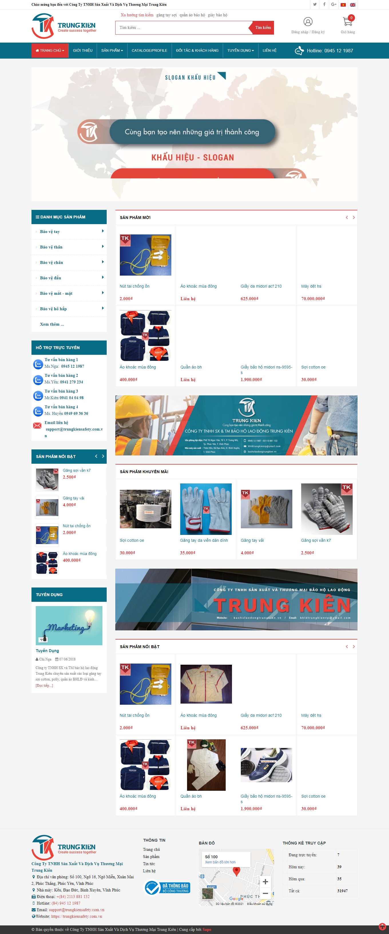 Thiết kế Website web bán giày bảo hộ lao động - trungkiensafetycomvn