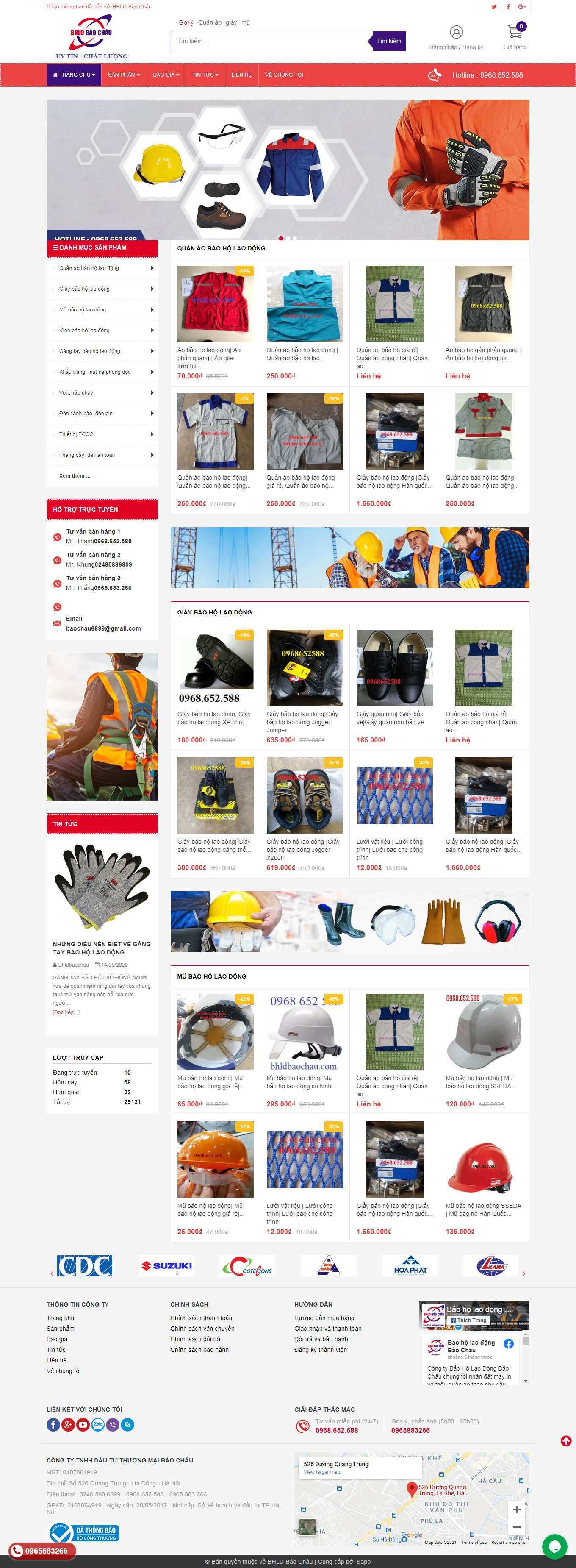 Thiết kế Website web bán giày bảo hộ lao động - bhldbaochaucom