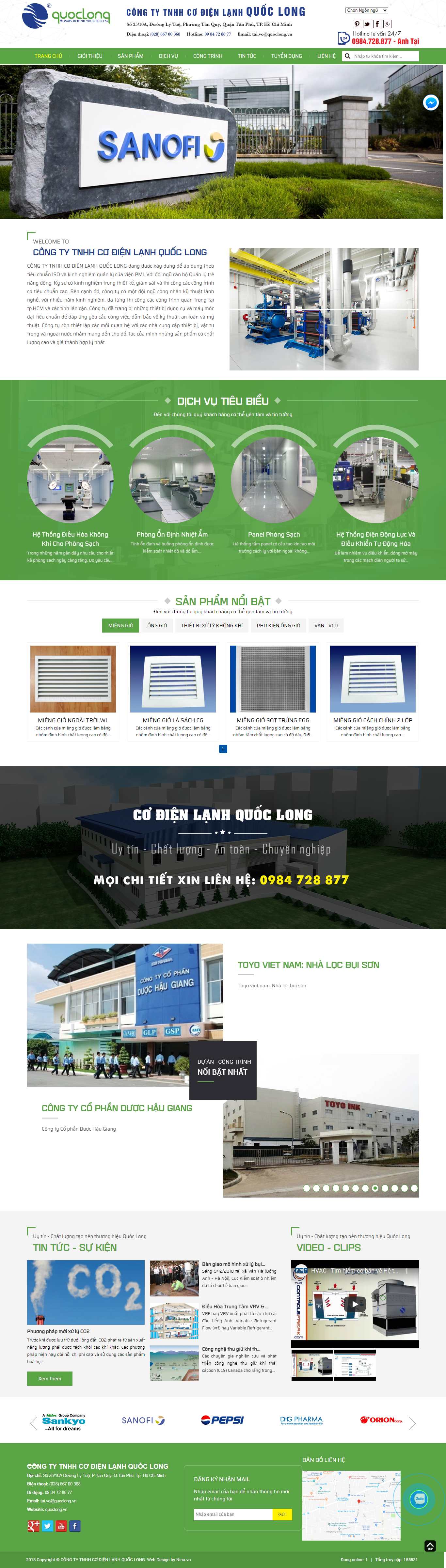 Thiết kế Website web trang thiết bị phòng sạch - quoclongvn