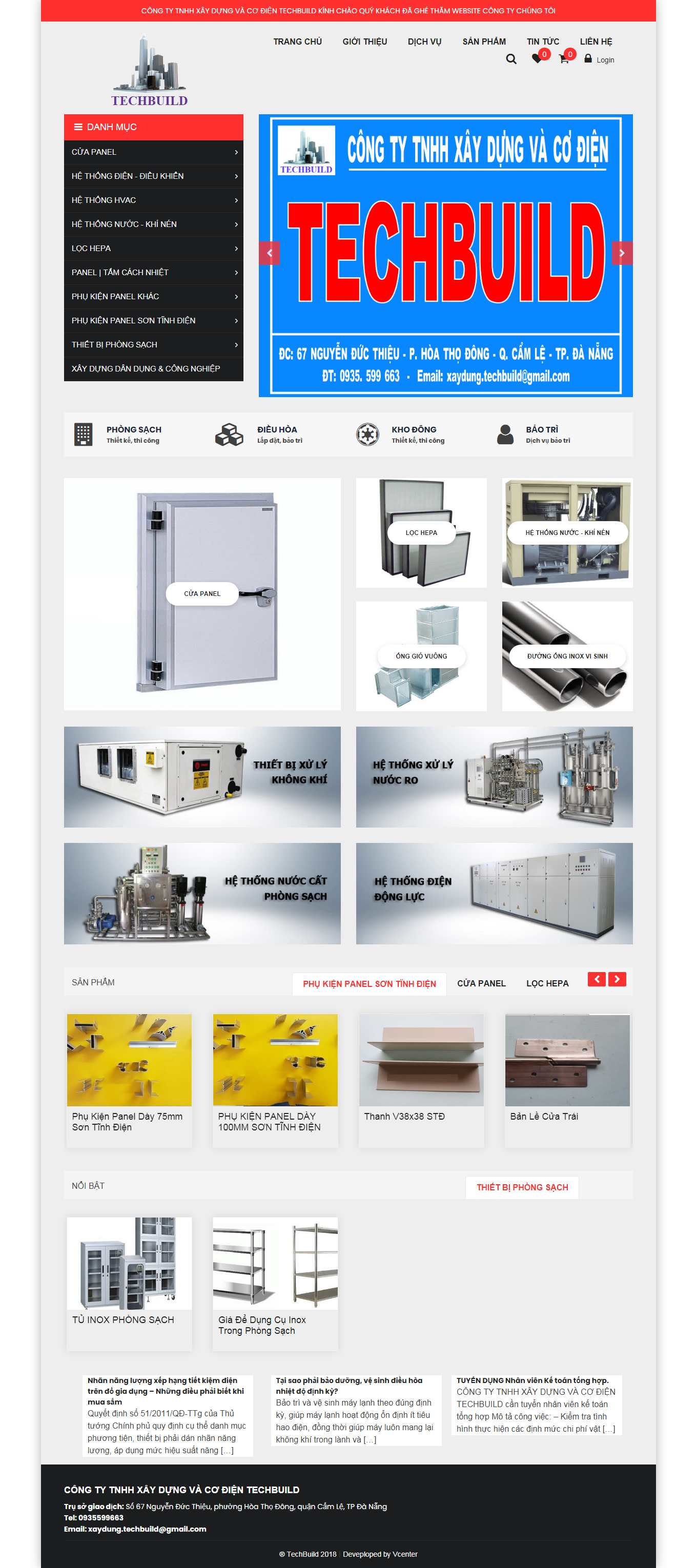 Thiết kế Website web trang thiết bị phòng sạch - techbuildvn