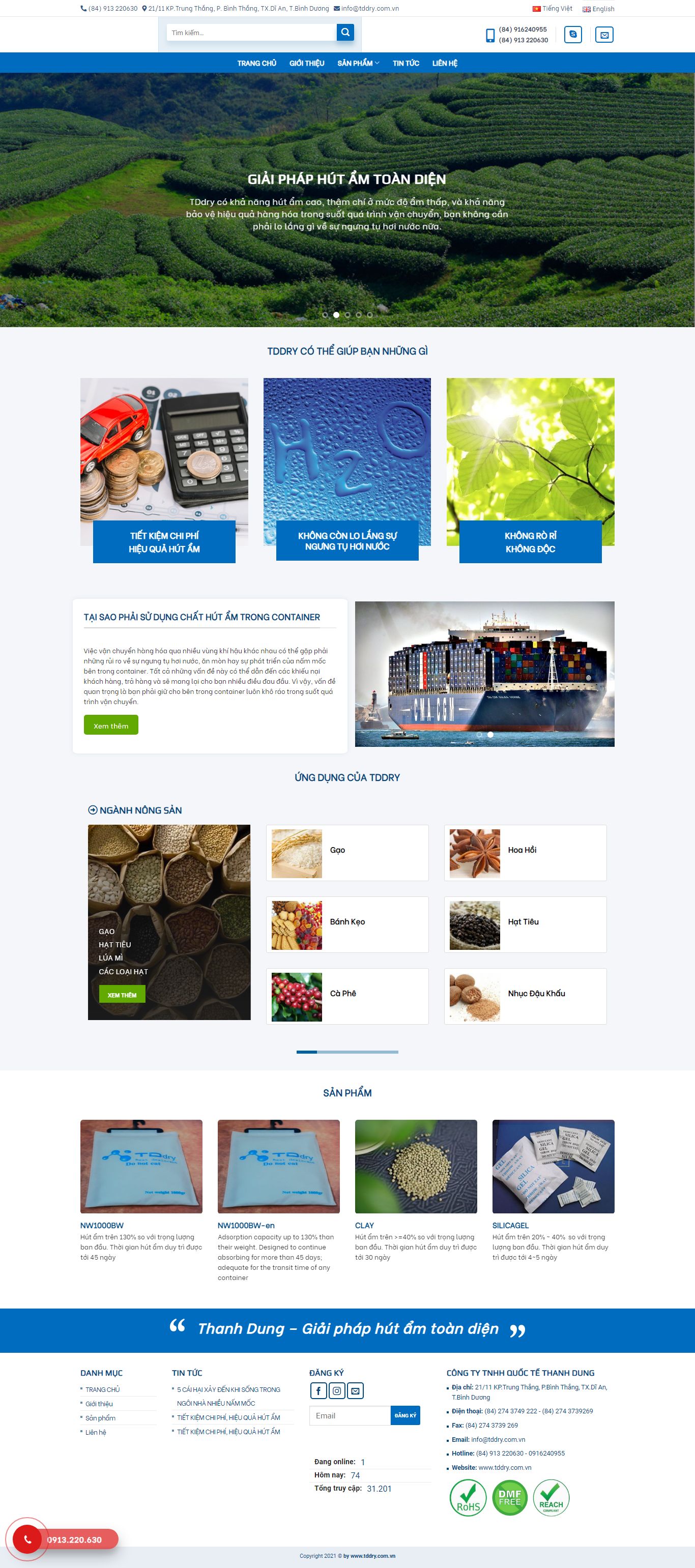 Thiết kế Website web bán hạt và túi chống ẩm - wwwtddrycomvn