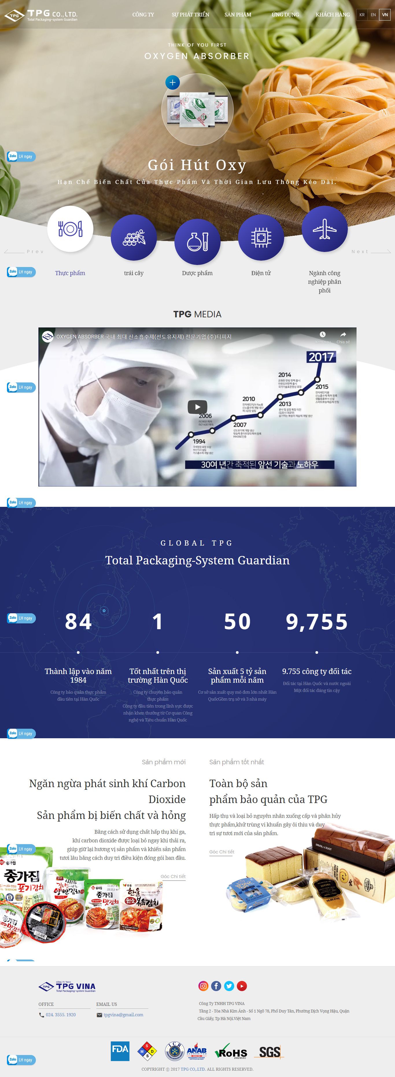 Thiết kế Website web bán hạt và túi chống ẩm - tpgvinacomvn