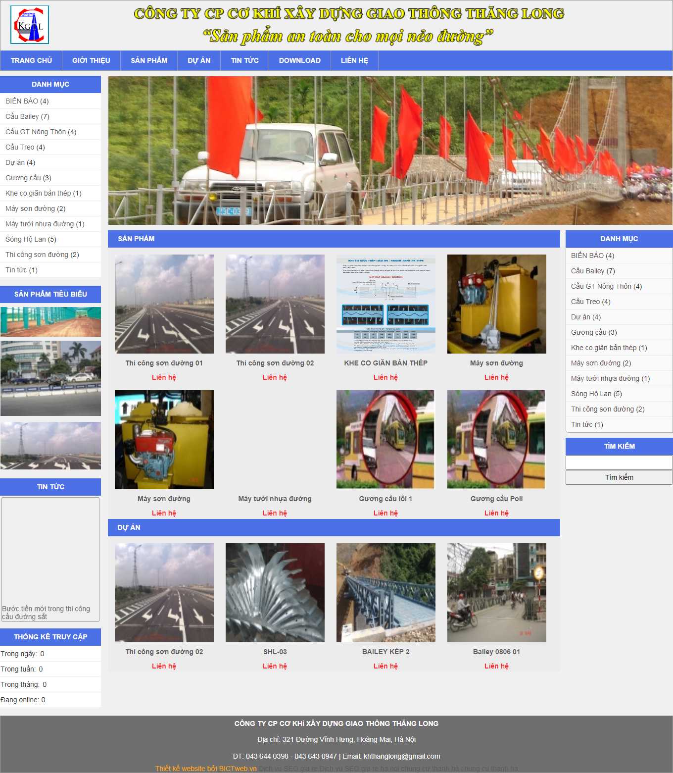 Thiết kế Website web vật tư giao thông - giaothongthanglongcomvn