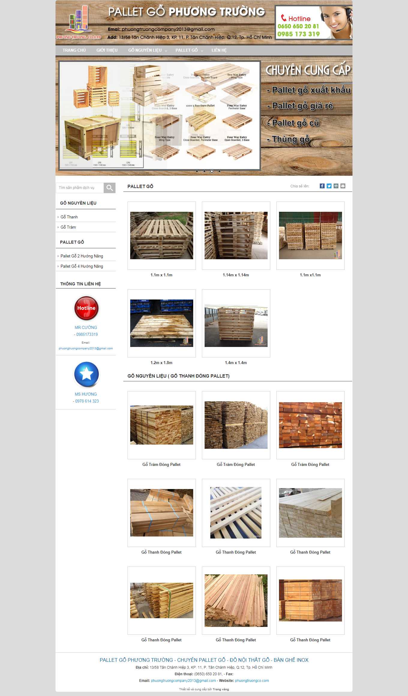 Thiết kế Website web cho thuê Pallet - phuongtruongcocom