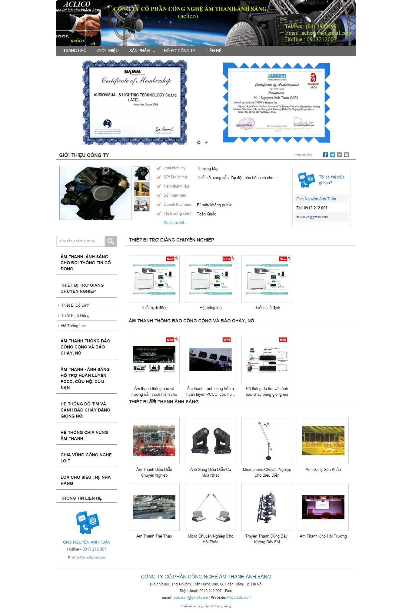 Thiết kế Website web đèn sân khấu - aclicovn