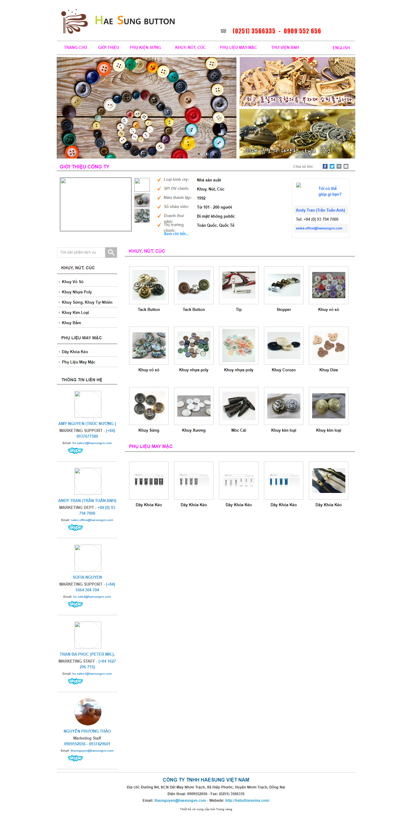 Thiết kế Website web bán nút bần,nút gỗ - hsbuttonsvinabizzvn