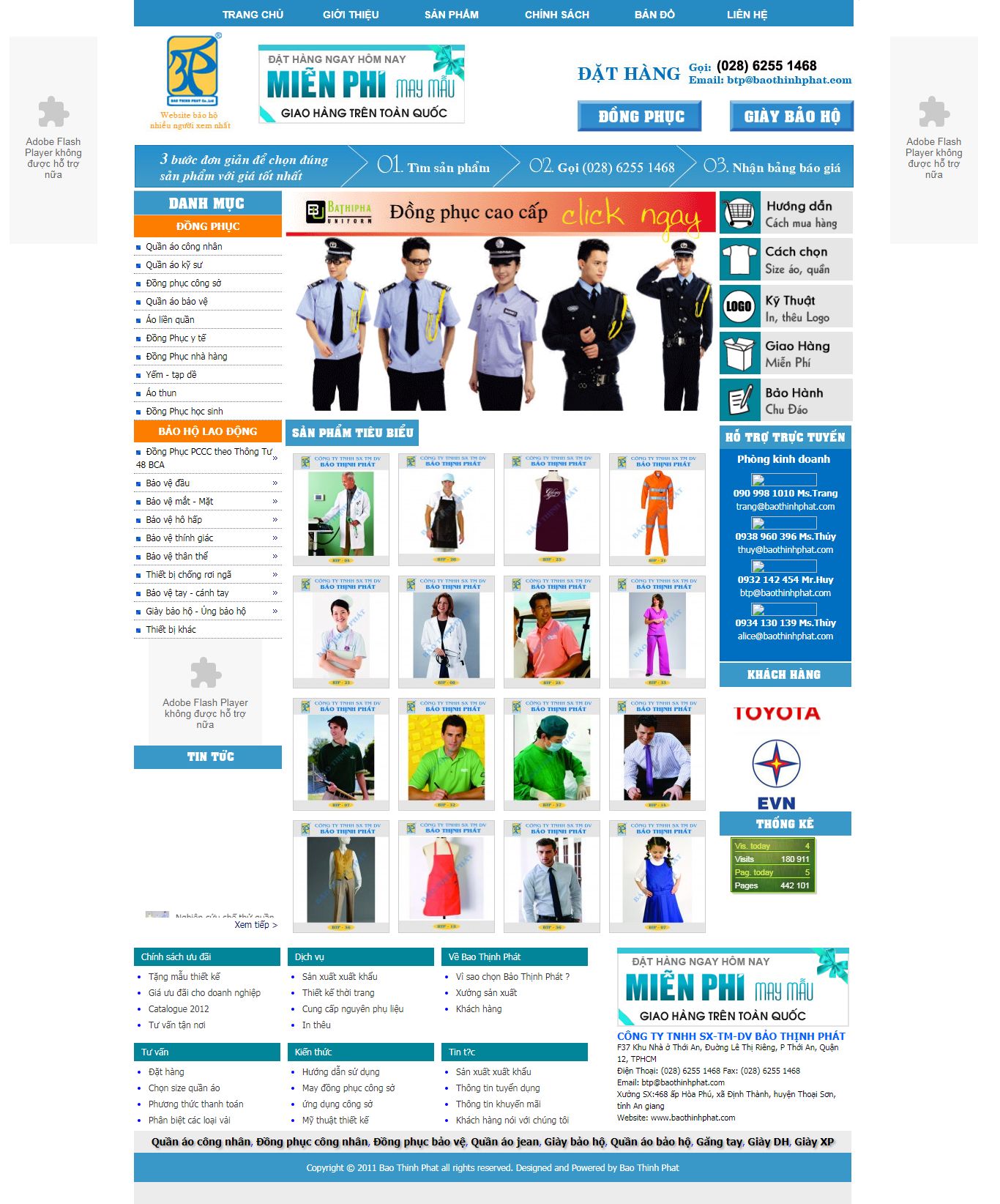 Thiết kế Website web bán kính bảo hộ lao động - baothinhphatcom