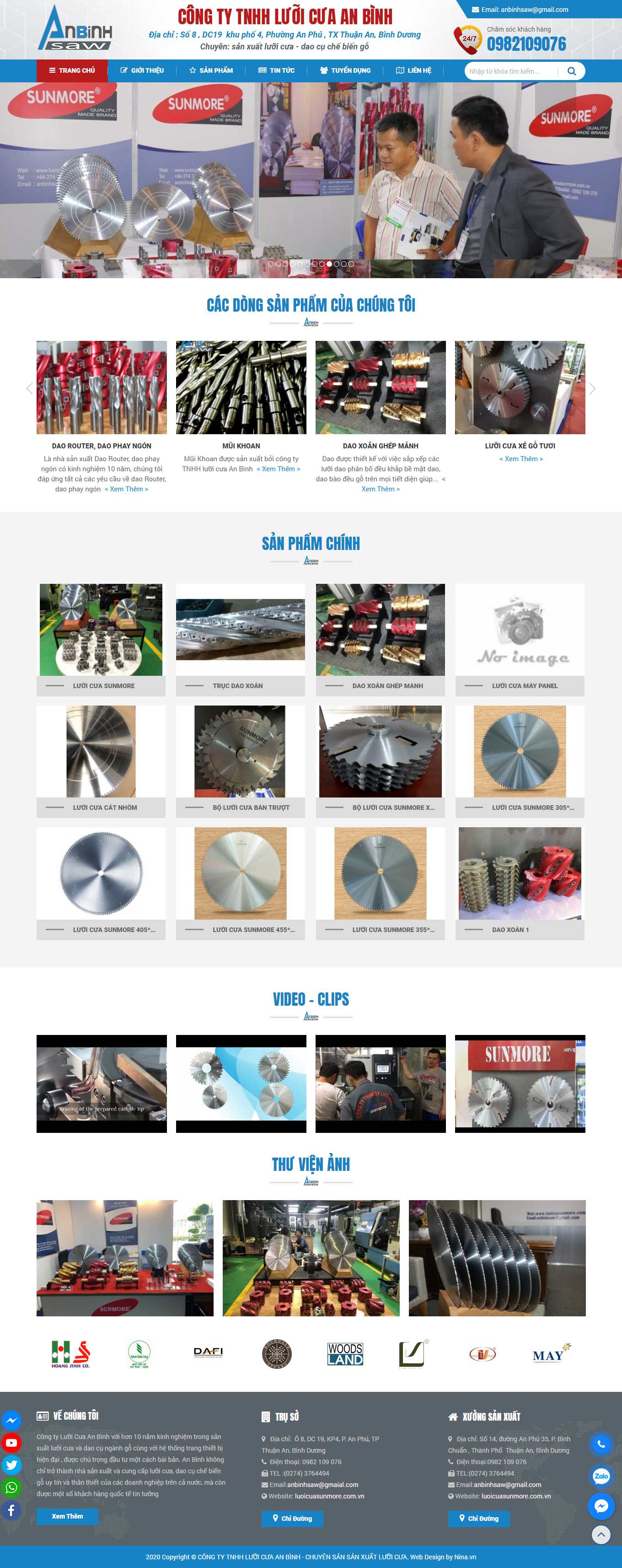 Thiết kế Website web bán lưỡi cưa - luoicuasunmorecomvn