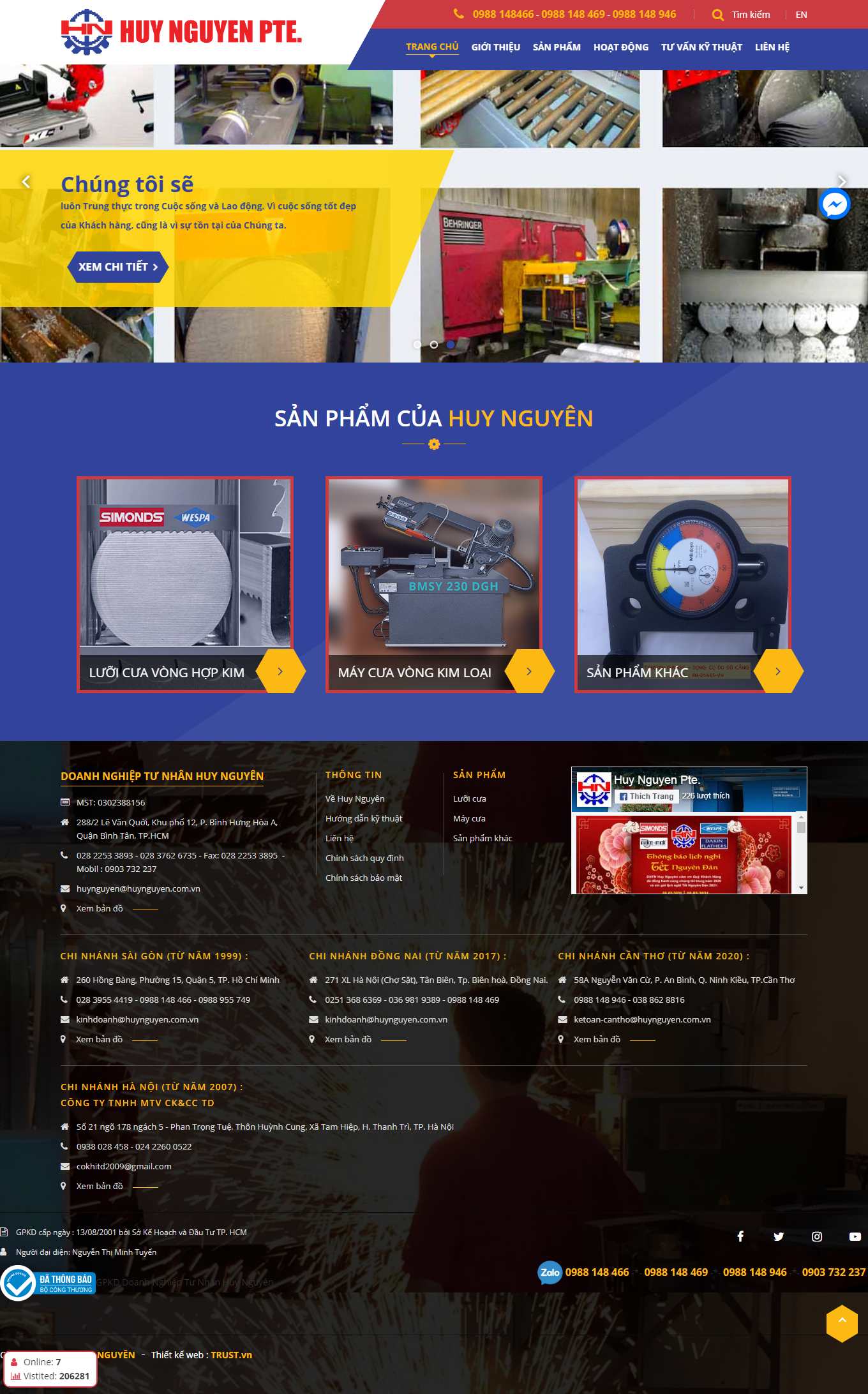 Thiết kế Website web bán lưỡi cưa - huynguyencomvn
