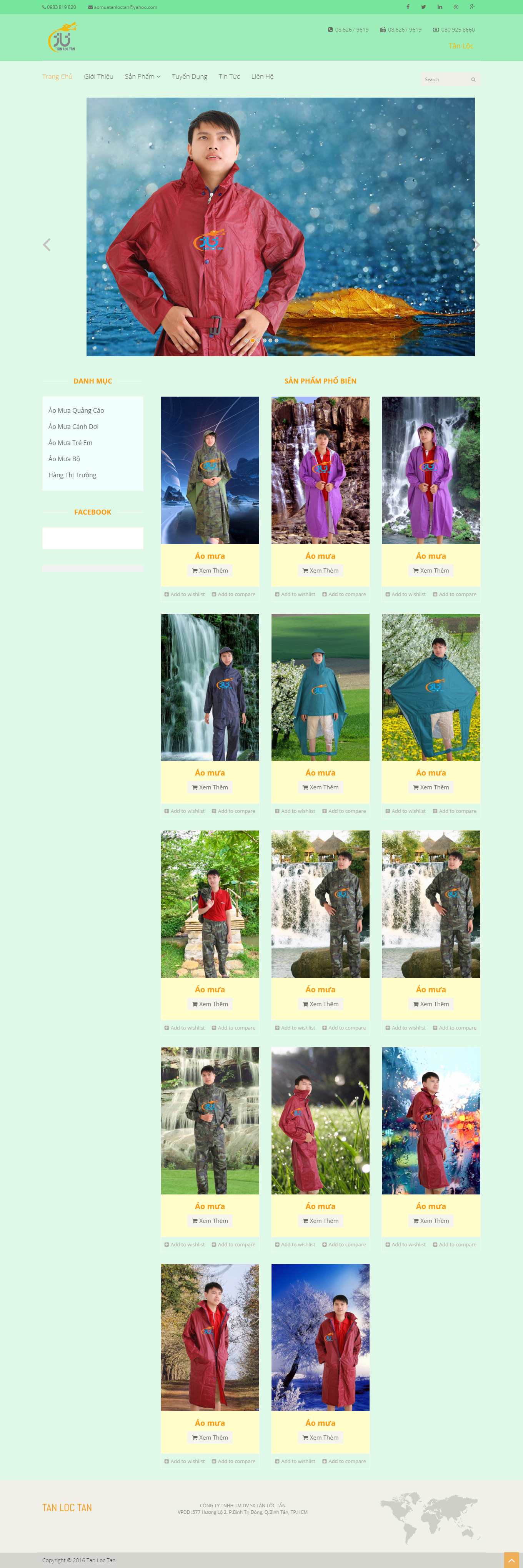 Thiết kế Website web bán áo mưa bộ - wwwaomuatanloctancom