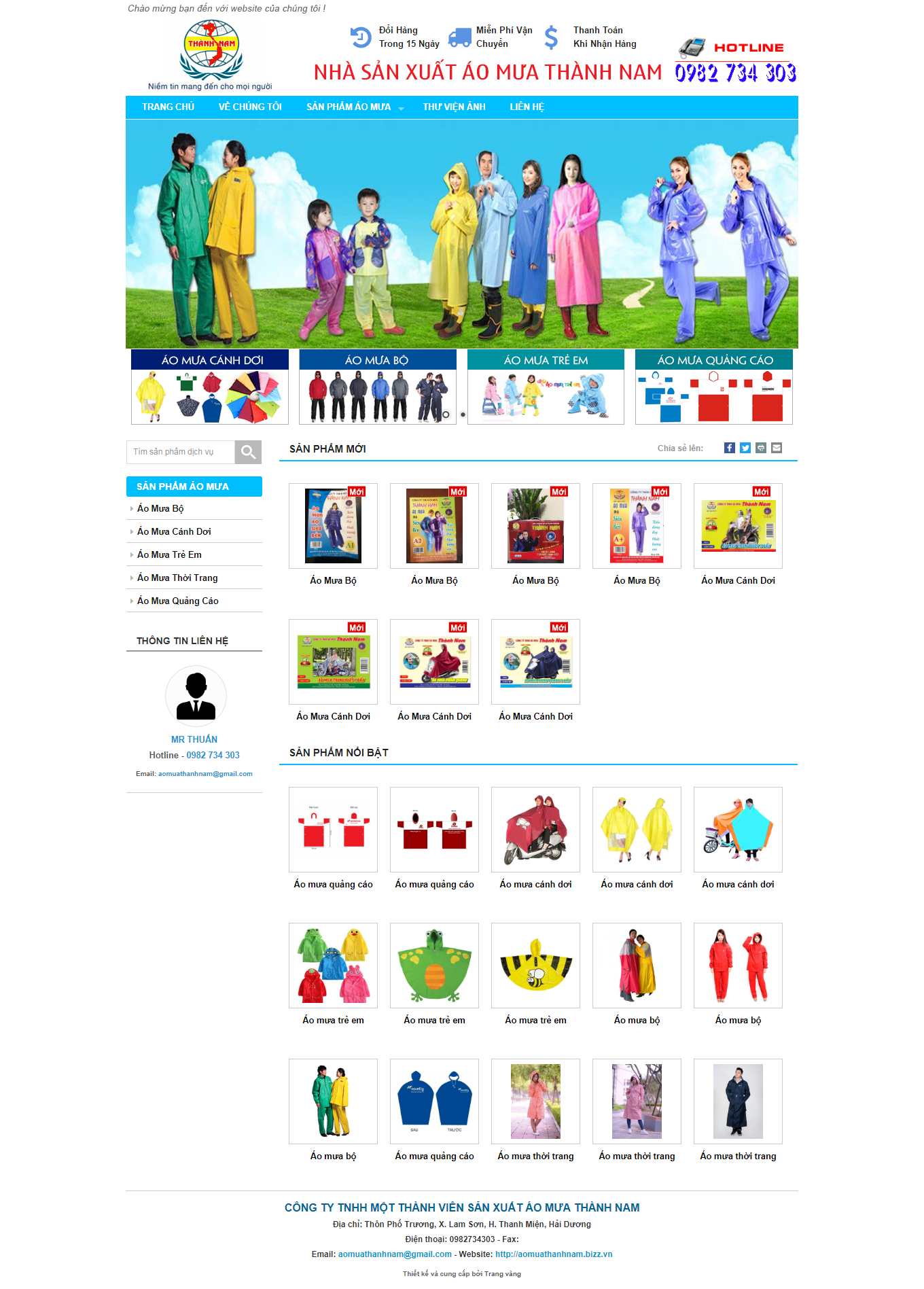 Thiết kế Website web bán áo mưa bộ - aomuathanhnamcom