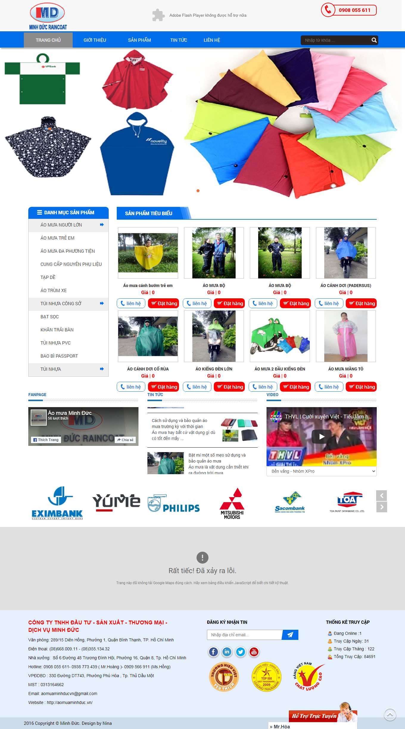 Thiết kế Website web bán áo mưa bộ - aomuaminhducvn