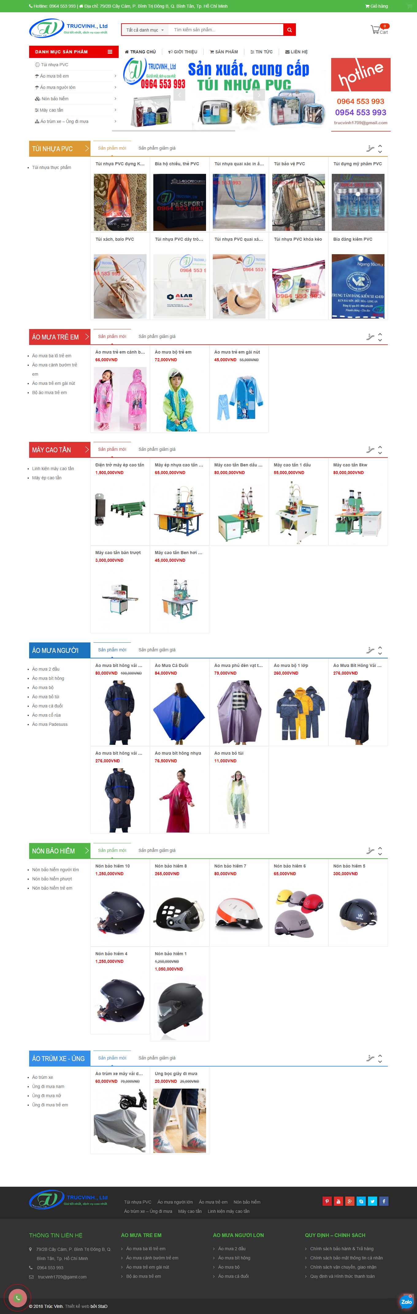 Thiết kế Website web bán áo mưa bộ - trucvinhcom
