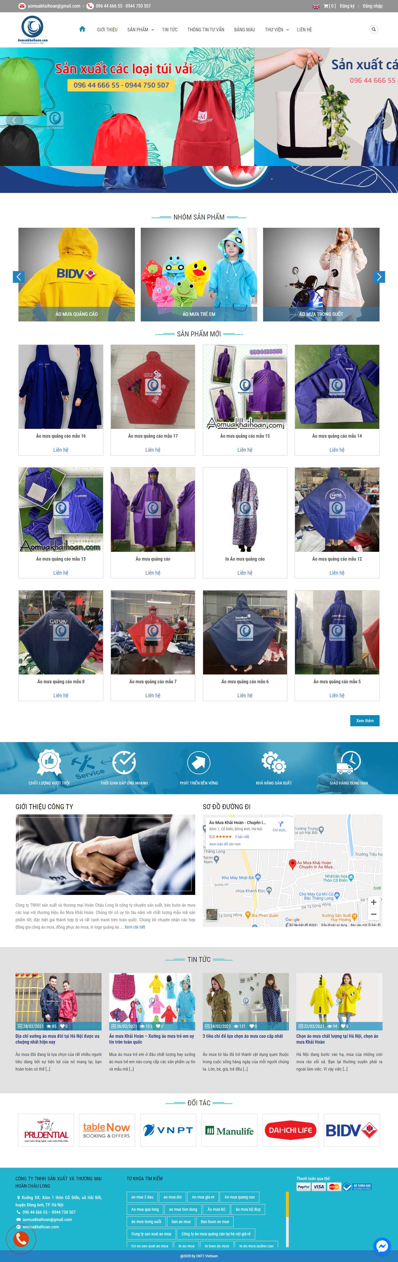 Thiết kế Website web bán áo mưa bộ - aomuakhaihoancom