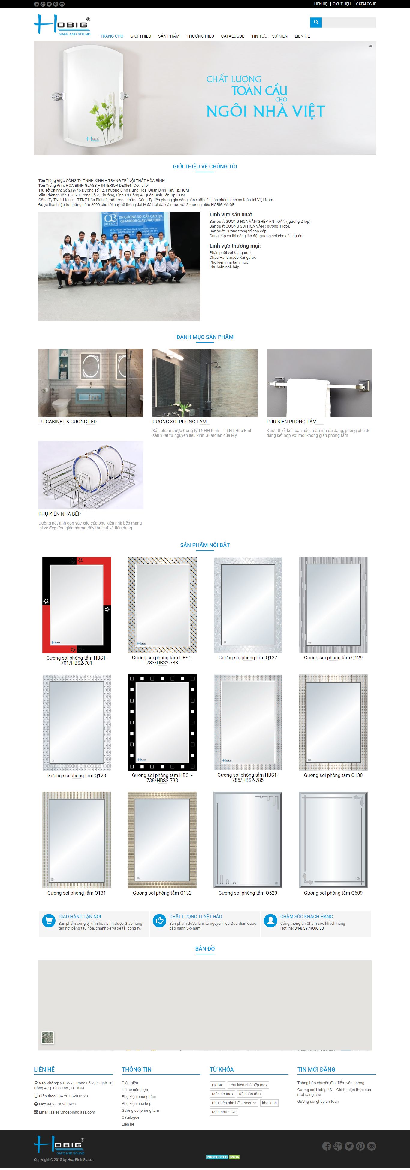 Thiết kế Website web bán gương - hoabinhglasscom