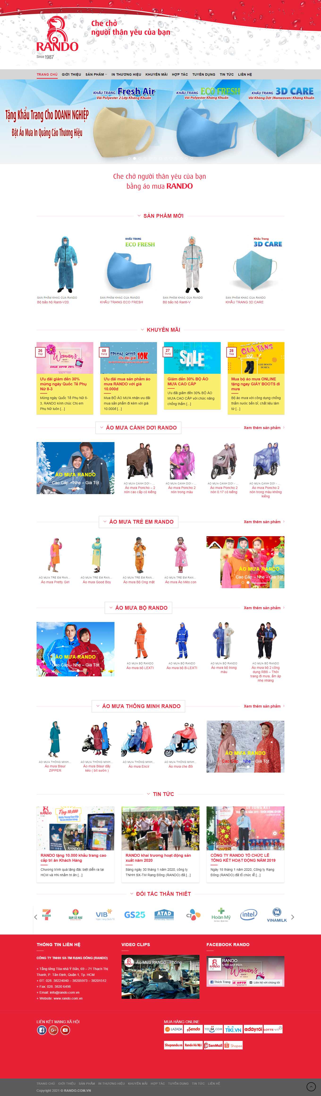 Thiết kế Website web áo mưa thời trang - randocomvn