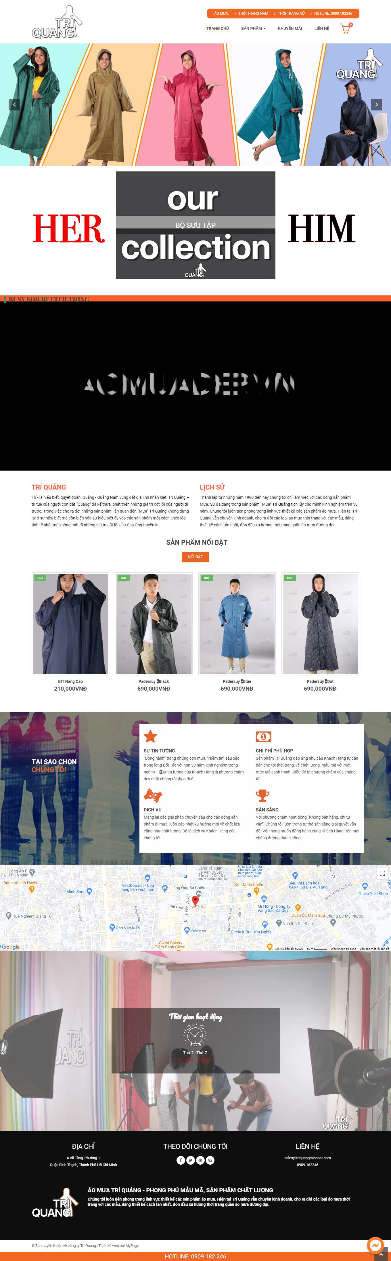 Thiết kế Website web áo mưa thời trang - triquangraincoatcom
