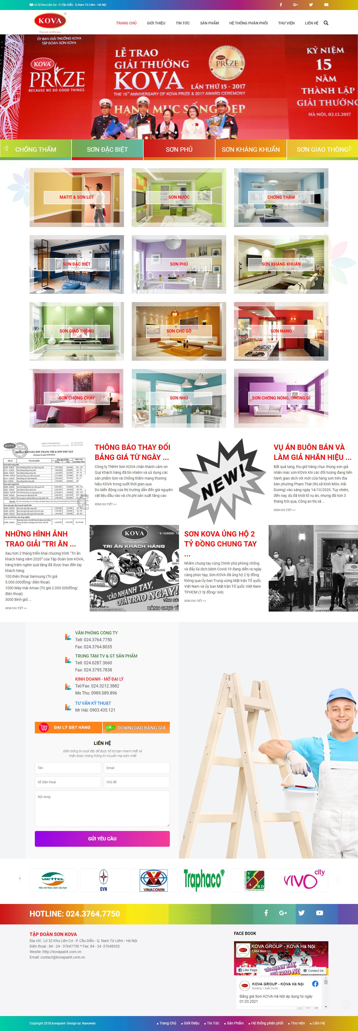 Thiết kế Website web bán sơn phản quang - kovapaintcomvn