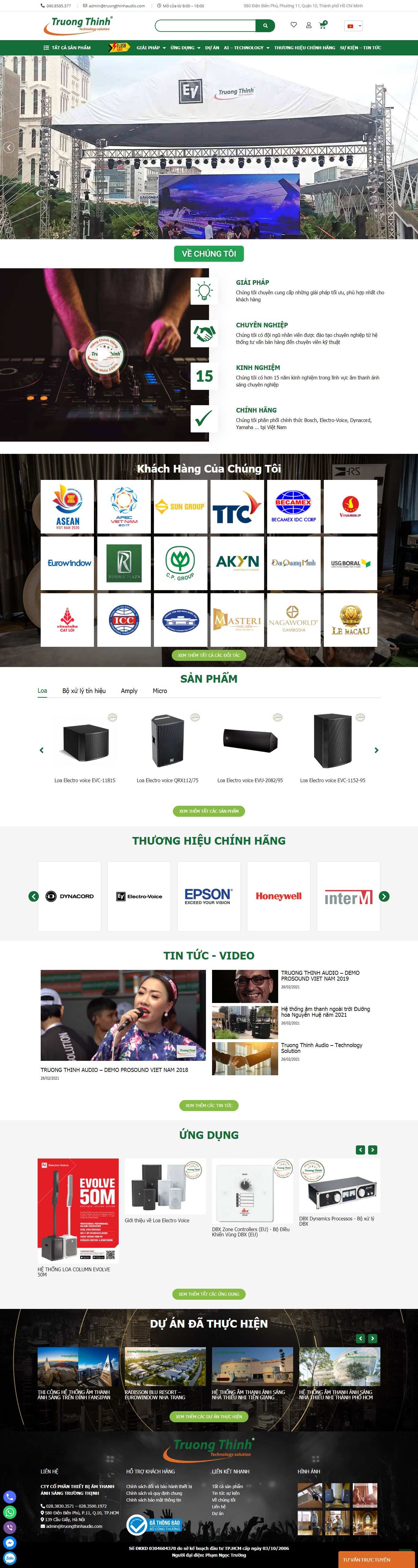 Thiết kế Website web thiết bị sân khấu - truongthinhaudiocom