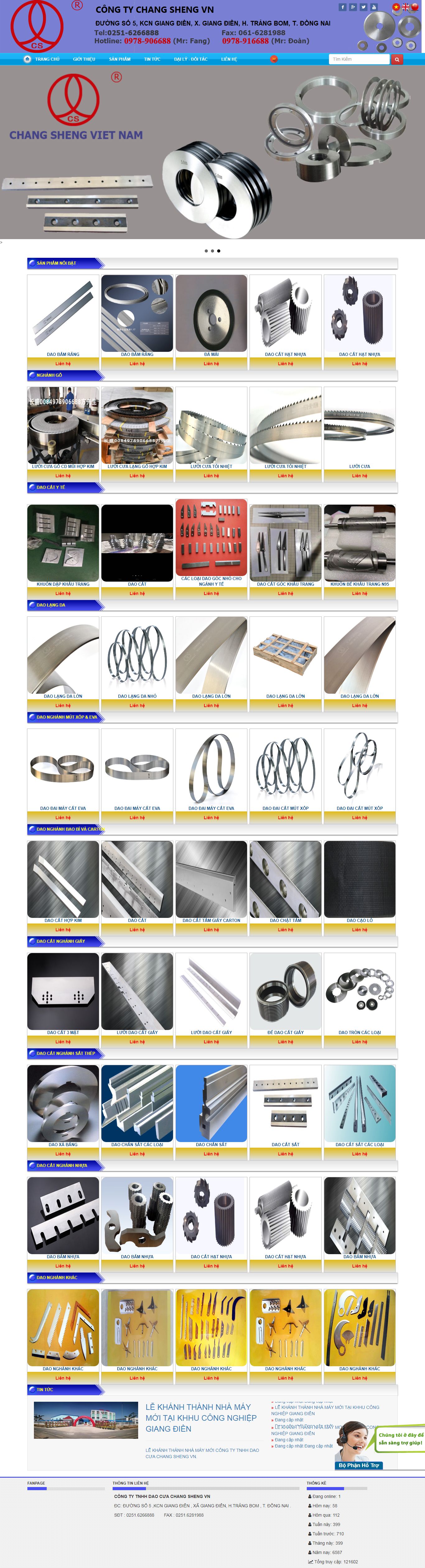 Thiết kế Website web bán dao cắt công nghiệp - daocuachangshengcom