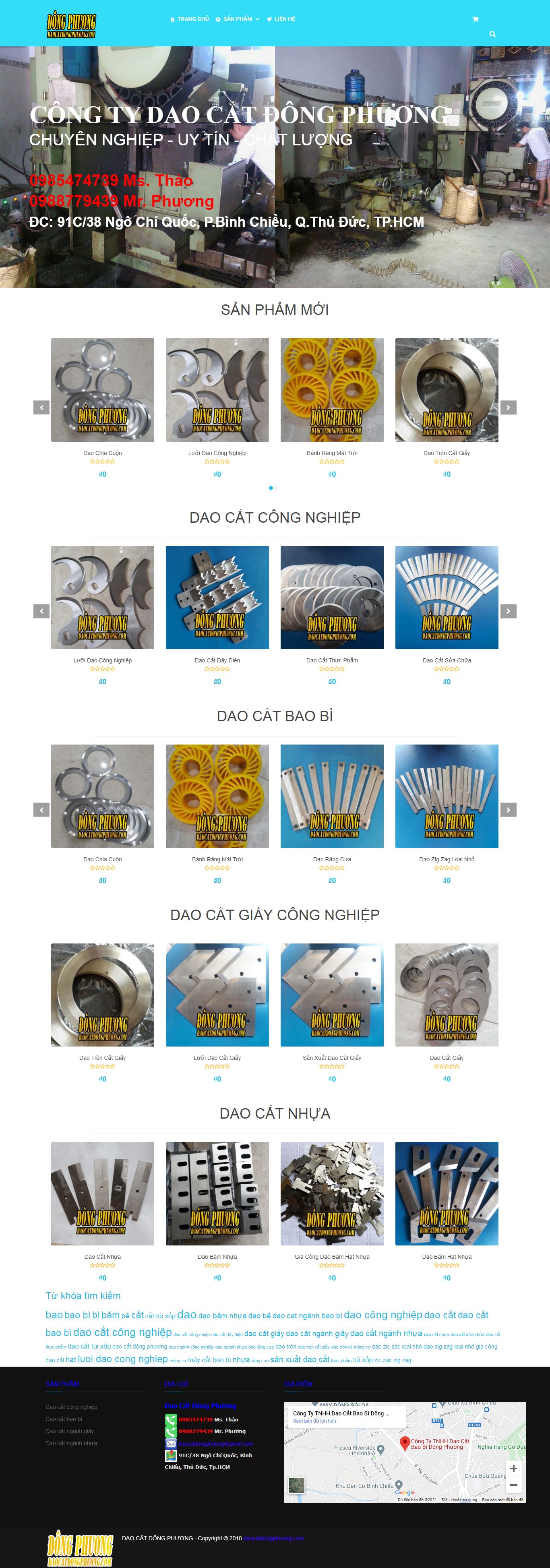 Thiết kế Website web bán dao cắt công nghiệp - daocatdongphuongcom