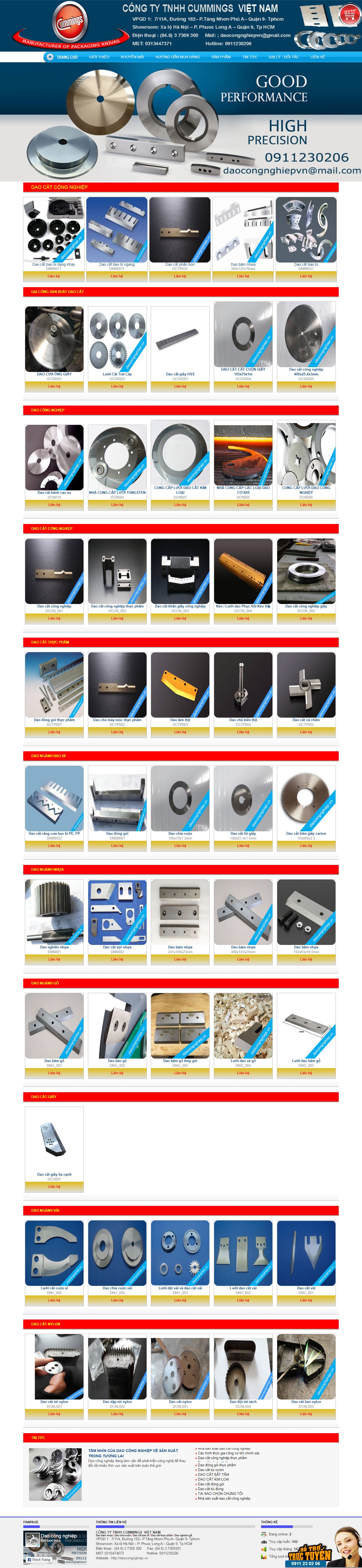 Thiết kế Website web bán dao cắt công nghiệp - daocongnghiepvn