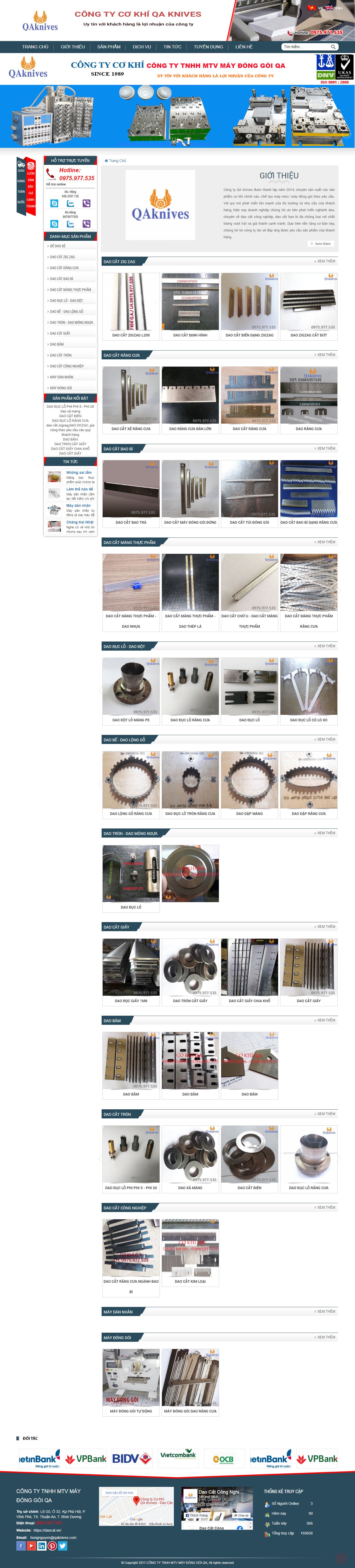 Thiết kế Website web bán dao cắt công nghiệp - daocatvn