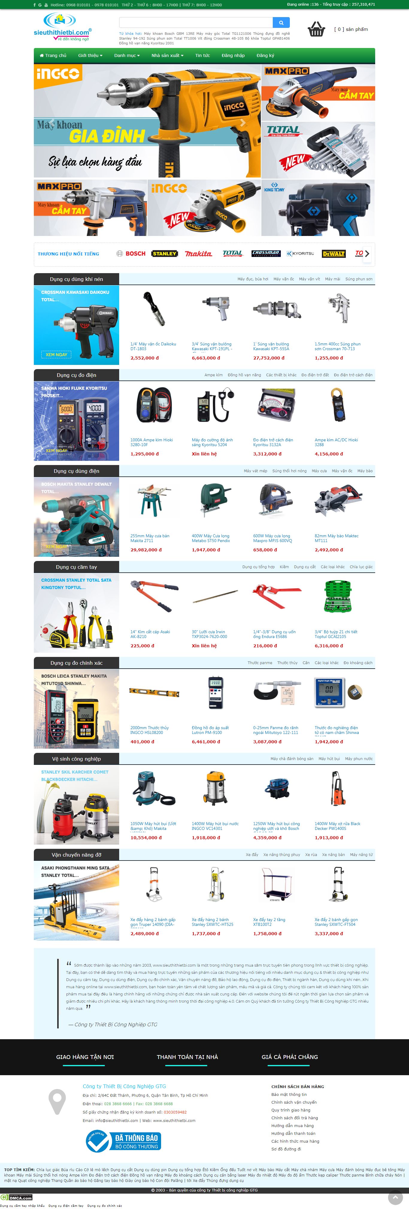 Thiết kế Website web bán dụng cụ cầm tay - wwwsieuthithietbicom