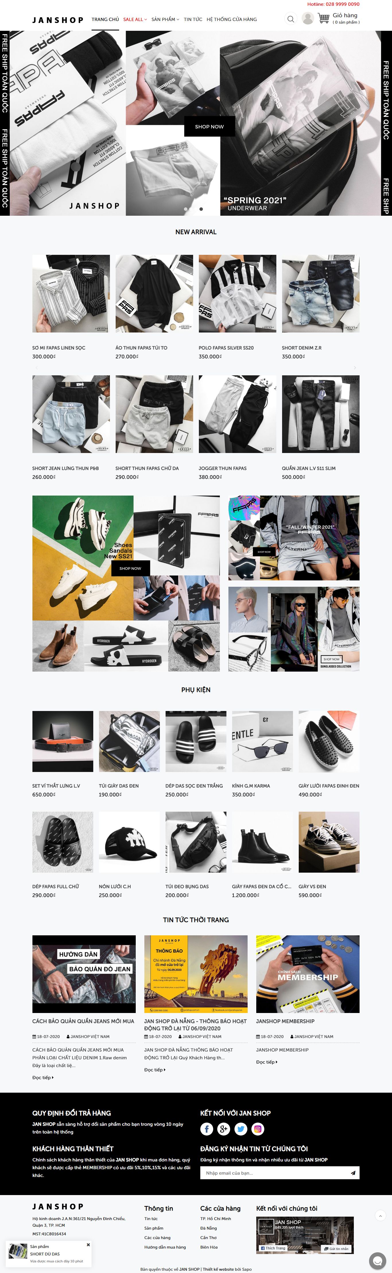 Thiết kế Website web bán áo khoác - janshopcomvn