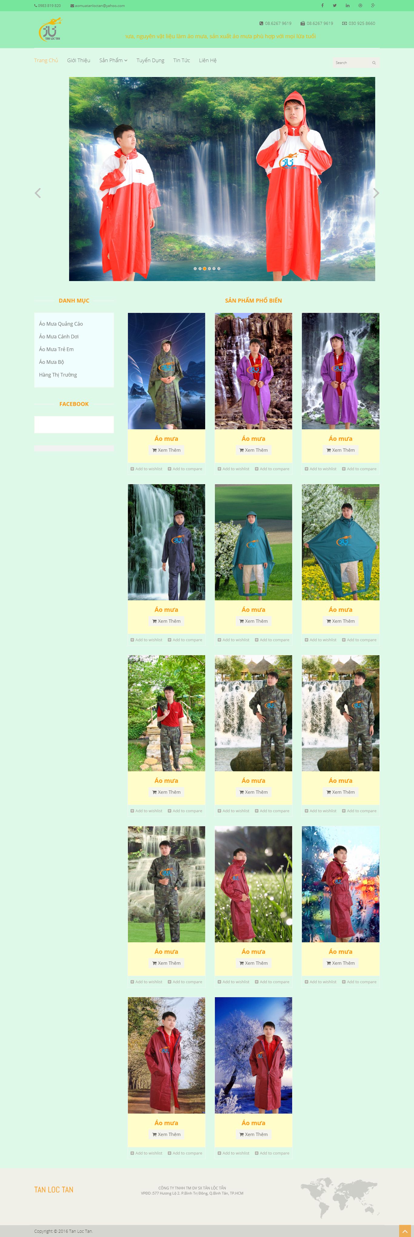 Thiết kế Website web bán áo mưa trẻ em - wwwaomuatanloctancom