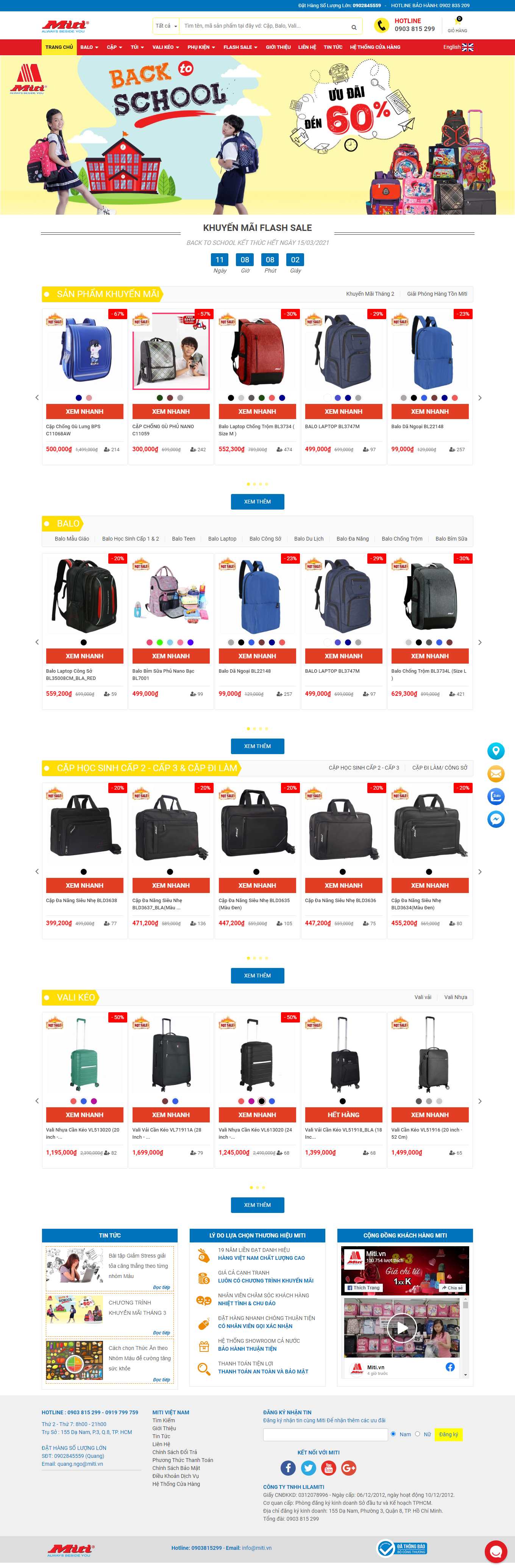 Thiết kế Website web vali kéo - mitivn