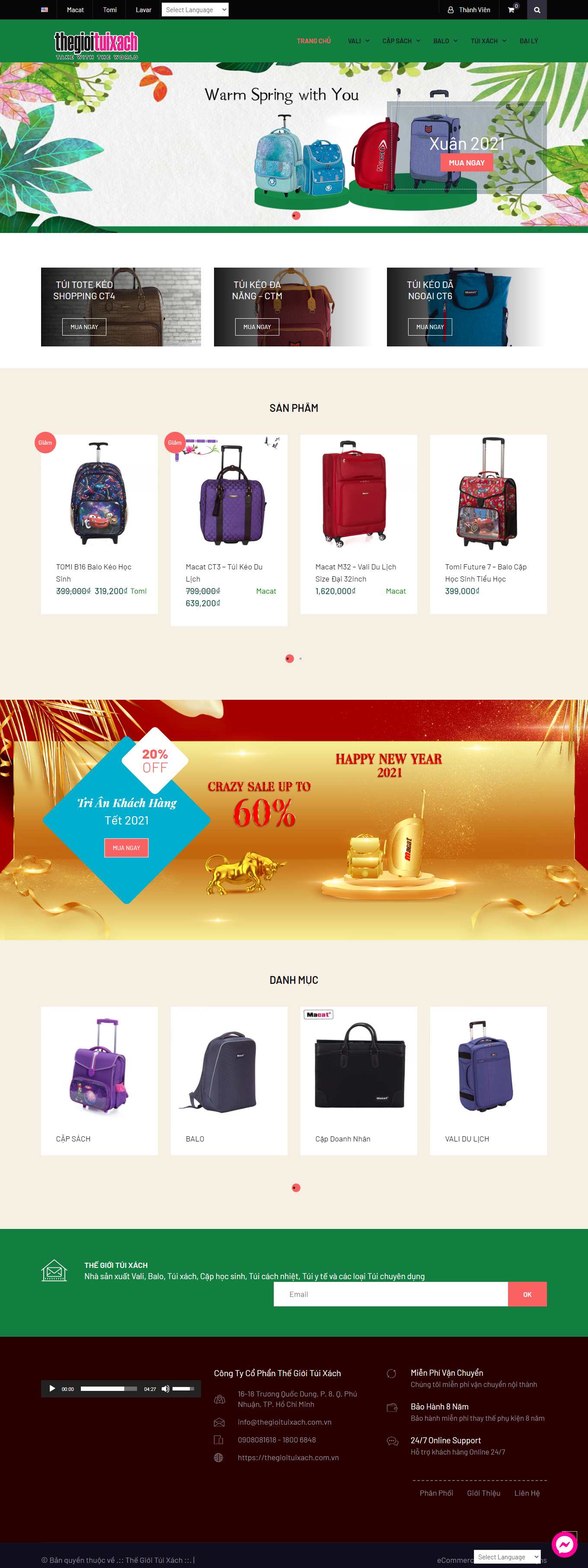 Thiết kế Website web vali kéo - thegioituixachcomvn