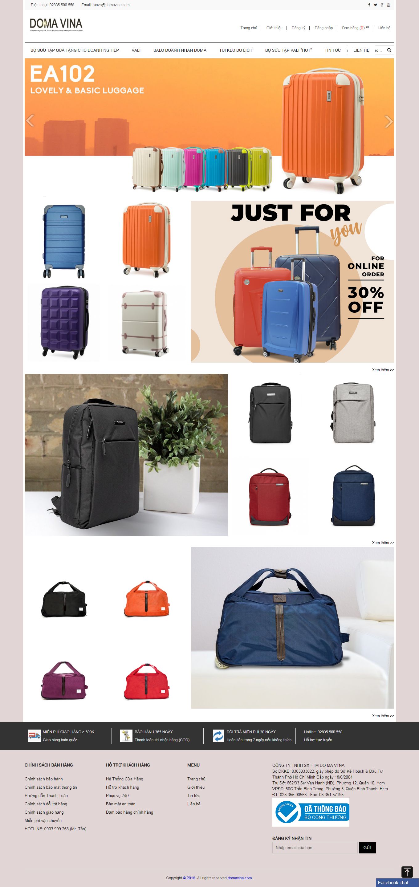Thiết kế Website web bán balo học sinh - domavinacom