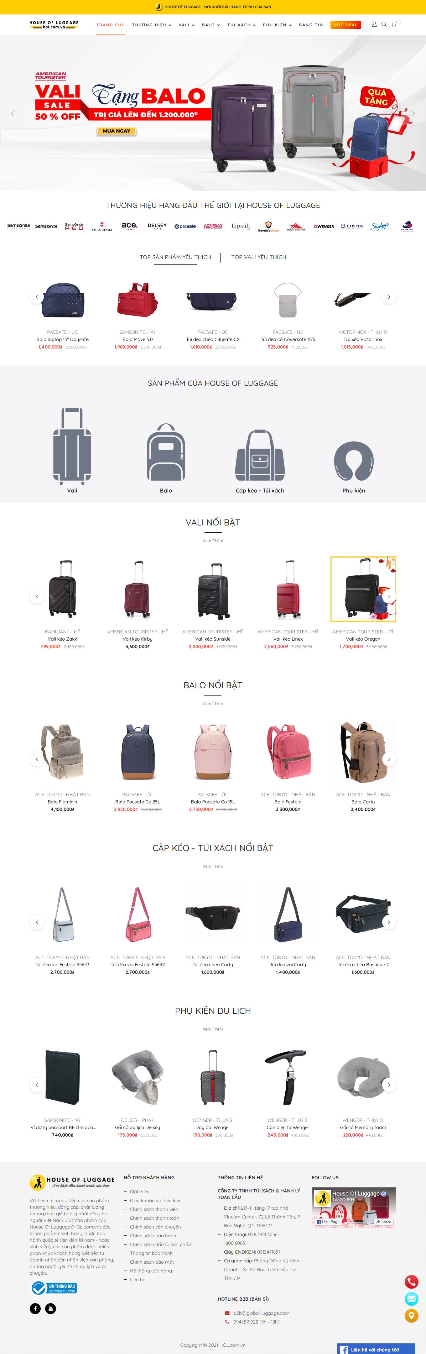 Thiết kế Website web bán balo học sinh - holcomvn