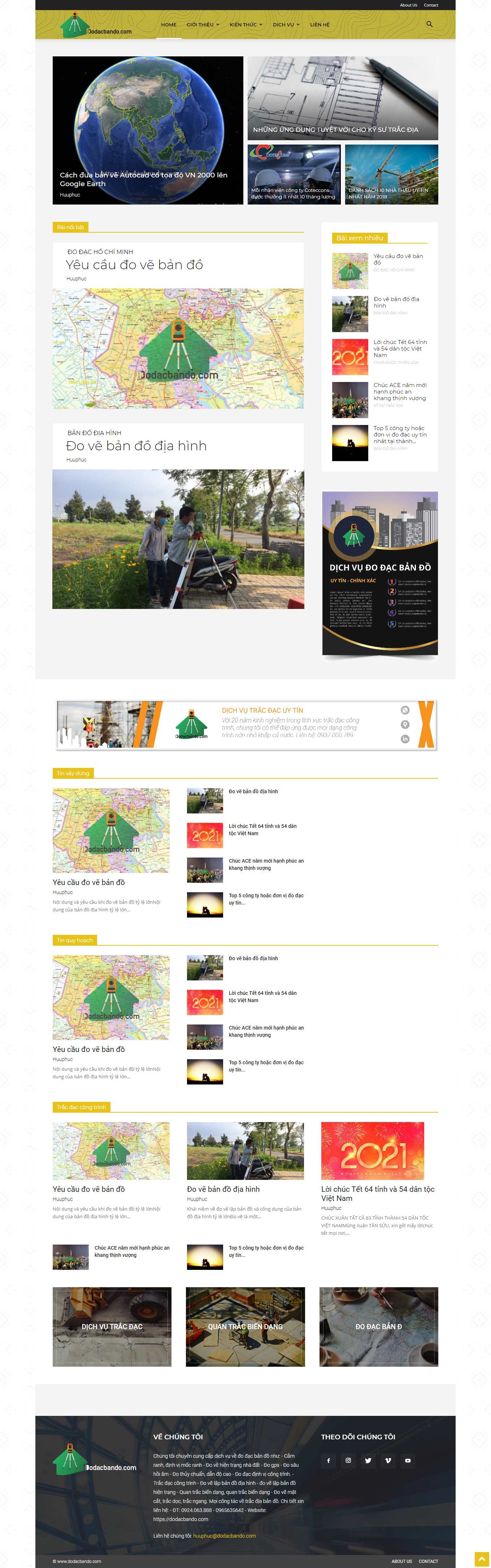 Thiết kế Website web thiết bị trắc địa - dodacbandocom