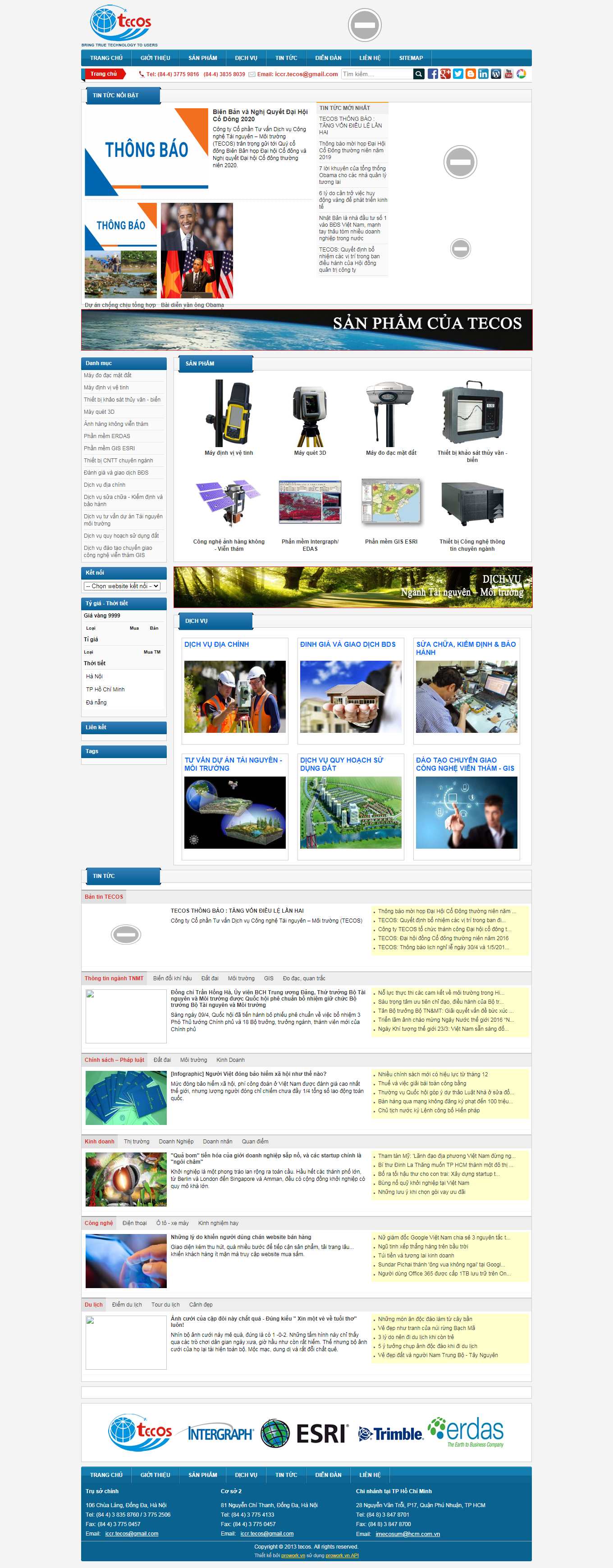Thiết kế Website web thiết bị trắc địa - tecoscomvn