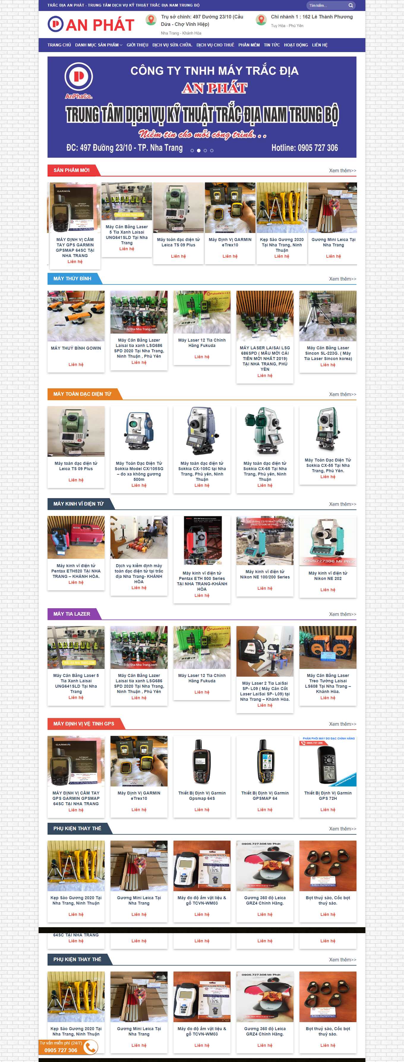Thiết kế Website web thiết bị trắc địa - tracdianhatrangcom