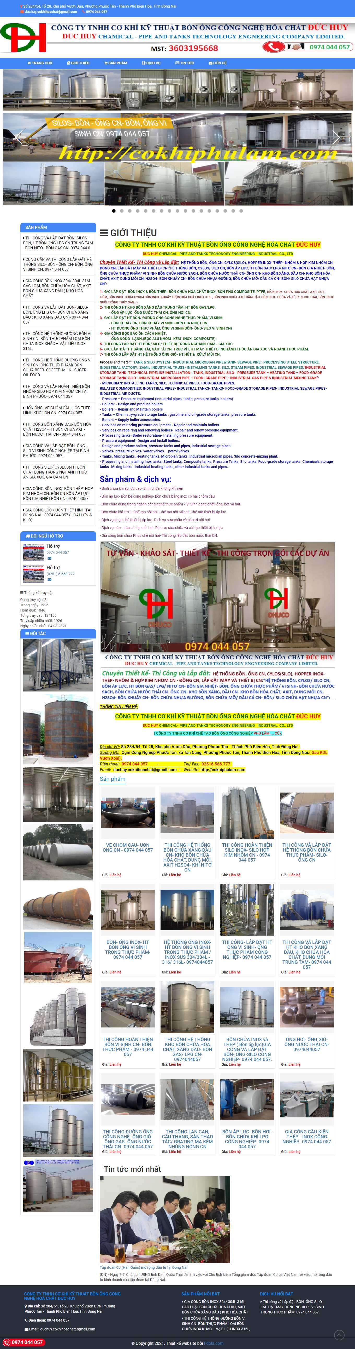 [hoanglam] Thiết kế Website web bán bồn chứa công nghiệp - cokhiphulamcom