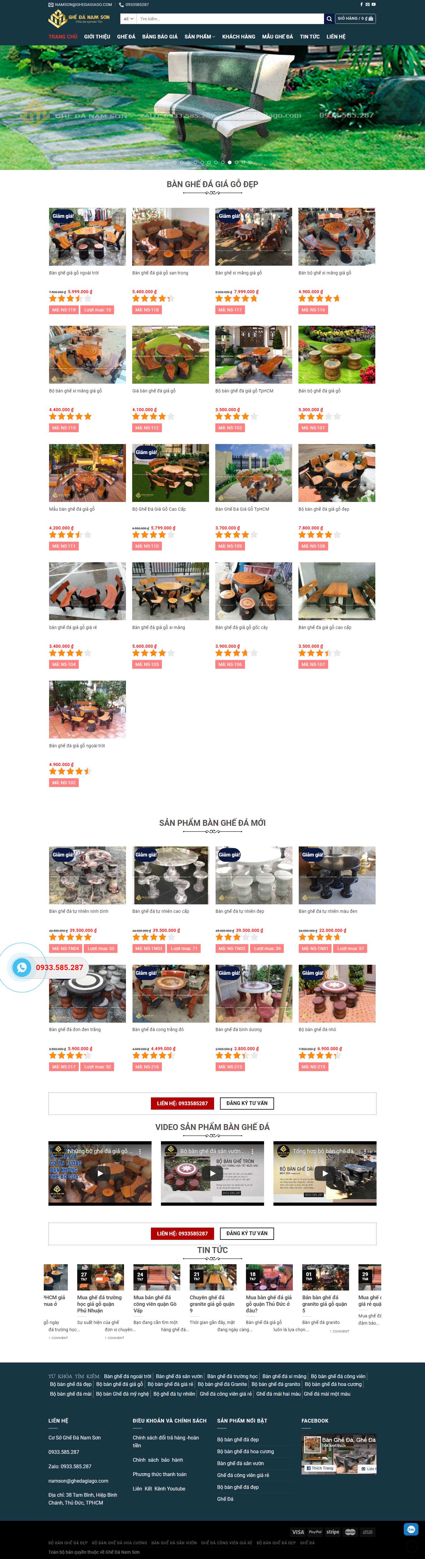 Thiết kế Website web bán bàn đá - ghedagiagocom