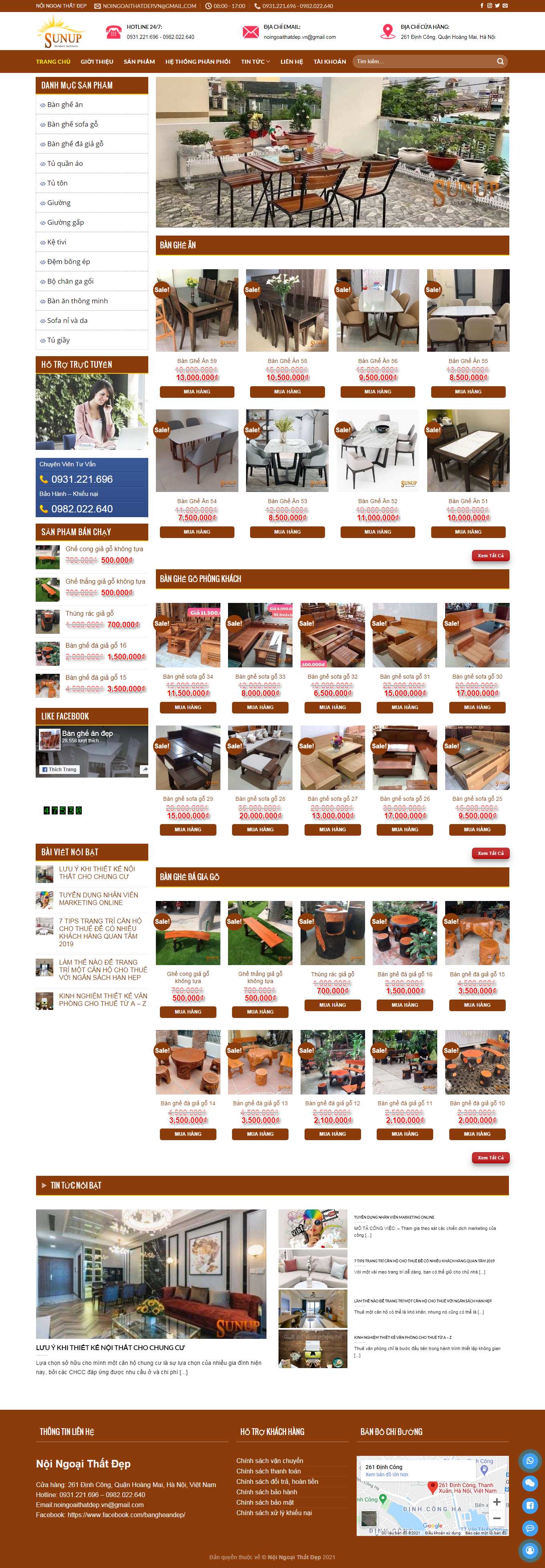 Thiết kế Website web bán bàn đá - sunupvn