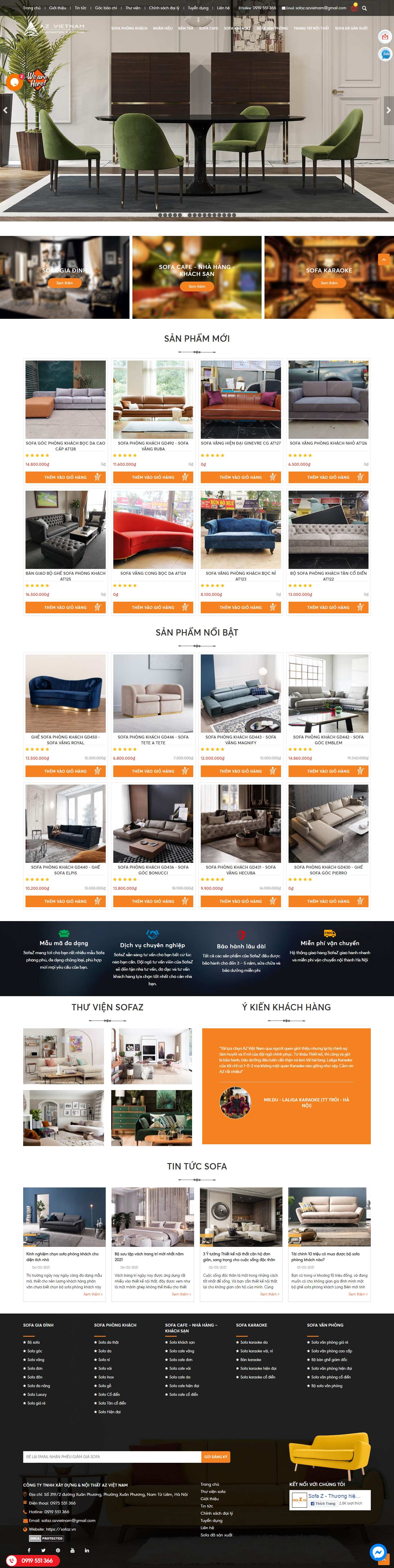 Thiết kế Website web bán ghế da - sofazvn