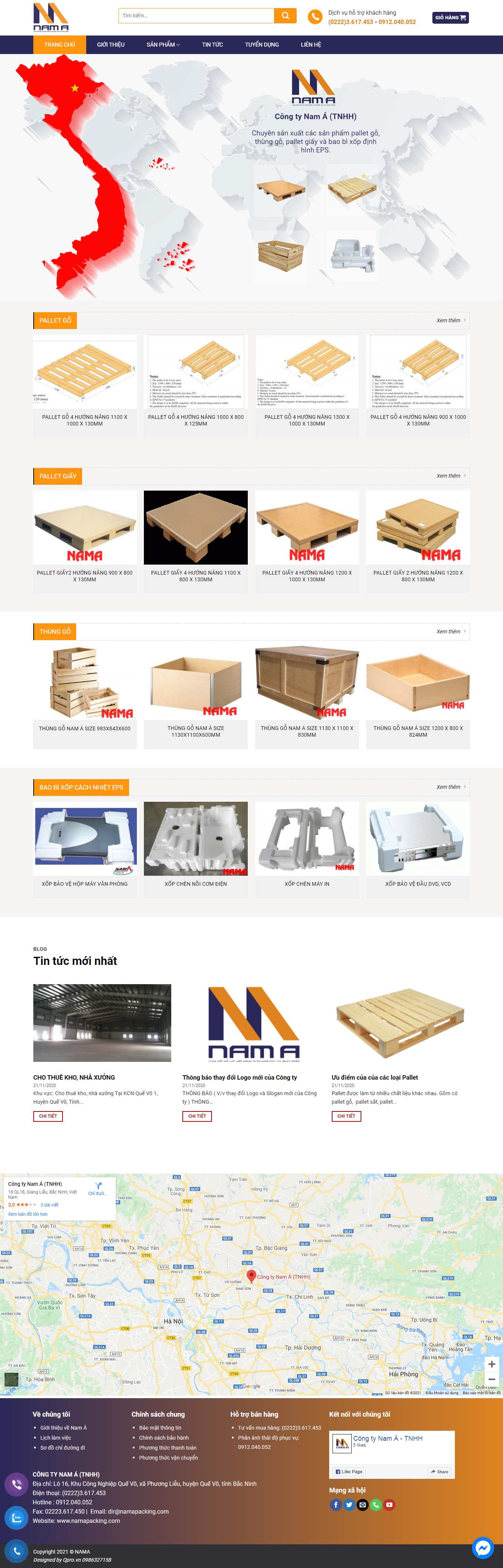 Thiết kế Website web bán pallet gỗ - namapackingcom